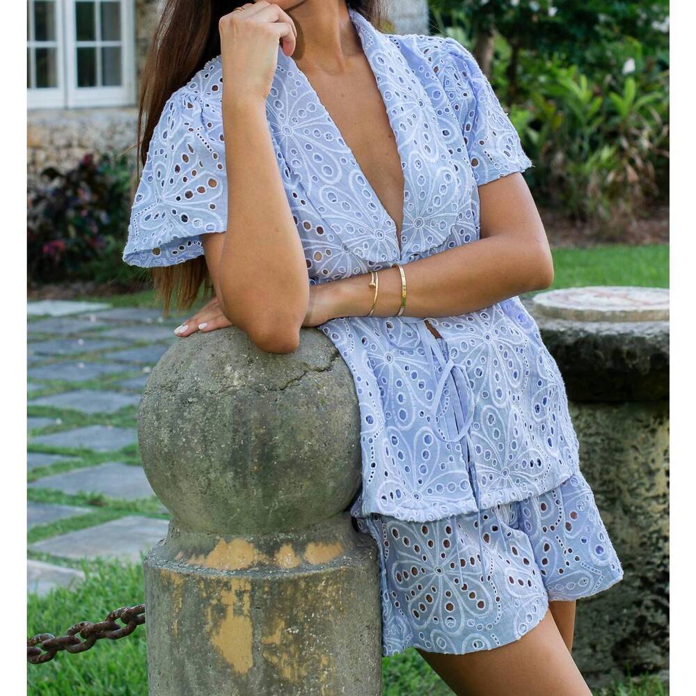 NEW BINDU gala top in blue eyelet - Picture 5 of 5